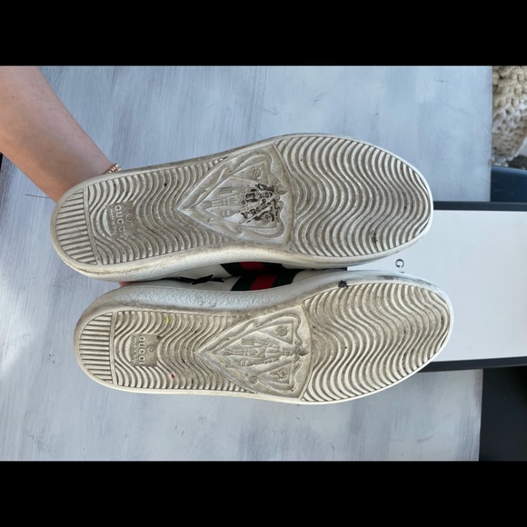 ❌SOLD❌Gucci Ace Star Embroidered Stripe Leather Sneaker White Sneaker - Picture 14 of 15